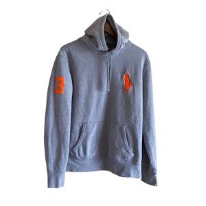 Y2K Polo Ralph Lauren Big Pony Hoodie Men Large Grey Pocket Streetwear Preppy